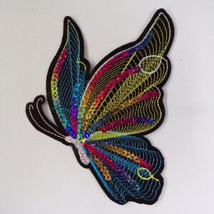 Appliques a farfalla con paillettes, paillettes patch ricamate, ferro su patch per abbigliamento da ballo, abito, top, distintivo farfalla, distintivo