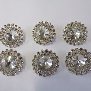 23mm, Silver Diamante button, Bridal Button, Fashion Button, Rhinestone buttons, Crystal Buttons, Shank Buttons, Sewing Buttons, buttons