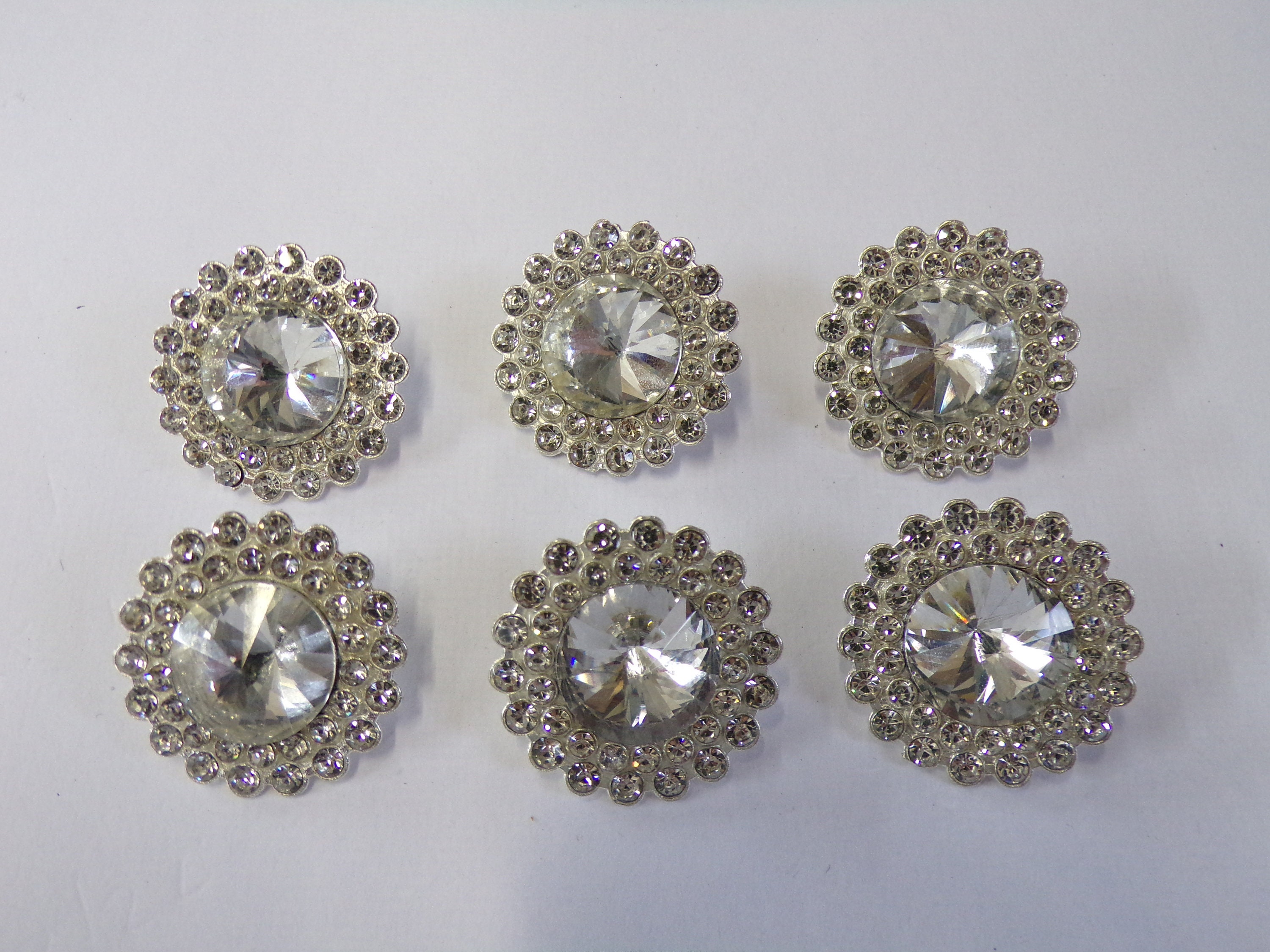 23mm Silver Diamante Button, Bridal Rhinestone Buttons, Fashion Buttons, Crystal  Buttons, Shank Buttons, Sewing Buttons 