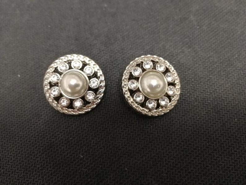Hermosos botones, botones de perlas con diamantes de imitación, botones de plata u oro, botones para abrigos, botones para chaquetas, botones 40L imagen 2