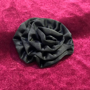 Black Rose Pin, Soft Silky Roses, Bridal Roses, Bridal Flowers, Flowers, Handmade Flowers, Rose, Fabric Roses, Appliques, Embroidered Flower