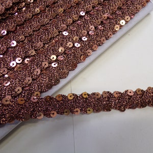 2 mètres, paillettes et lurex bronze, ruban adhésif rigide, 12 mm, paillettes, ruban lurex, ruban à sequins