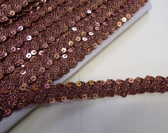 2 Mtr, Pailletten & Lurex Bronzeborte, Rigid Tape, 12mm, Pailletten, Lurexband, Paillettenband