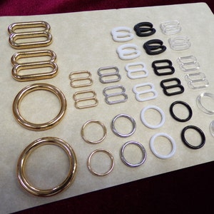 Rings, Sliders, and Clips, for swimwear, Lingerie accessories, rings and slides, bra accessories, rings and slides, bra rings slides