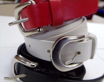 2cm Women's Skinny Belt -Thin Style -Black Red White - Jeans belt, Waist belt,  Ladies Dress belt, Casual belt, Work belt, all purpose