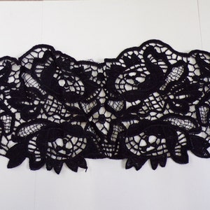 Black Elegant Guipure Trim 16.5 mm, Decorative Floral Patch for tops, dresses, dancewear, underwear, Sewing Craft, Bust trim