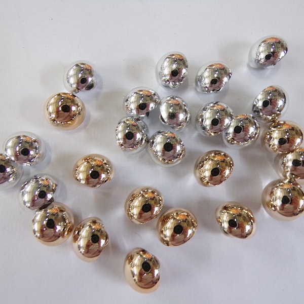 11.5mm, Gold/Silver, shank buttons, Blouse buttons, Dress buttons, Knitwear Buttons, Gold Buttons, Fashion buttons, silver buttons, 18L