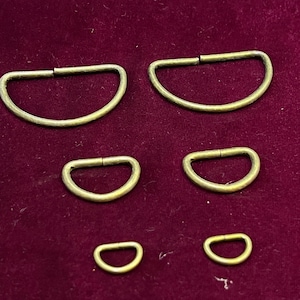 Metall D-ringar, Blandade storlekar, Metallringar, Bältesspänne, Väskspänne Läderhantverkstillbehör, D-ringar i antikmässing, D-ringar