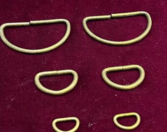 Metal D Rings, Assorted sizes, Metal rings,  Belt Buckle, Bag Clasp Leather Craft Accessories, antique brass d rings, d rings