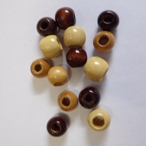 10mm, Round Wood Beads, Large Hole beads, Macrame beads, Jewel beads, Cord stopper, Jewellery, Craft, beads, colour beads