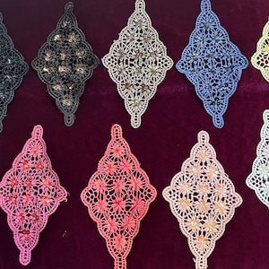 Diamond shapes lace sequin beaded patch, premade applique, embroidered motifs, Sequin Patch, Sequin Applique, Lace Sequin Applique Patch,