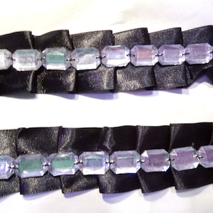 1mtr Schwarzes Satin Perlenband, Dekoratives Band, Besticktes Band für Haararbeiten, Home Decor, Nähen, Basteln, Rüschen, Juwelenband, Plissee