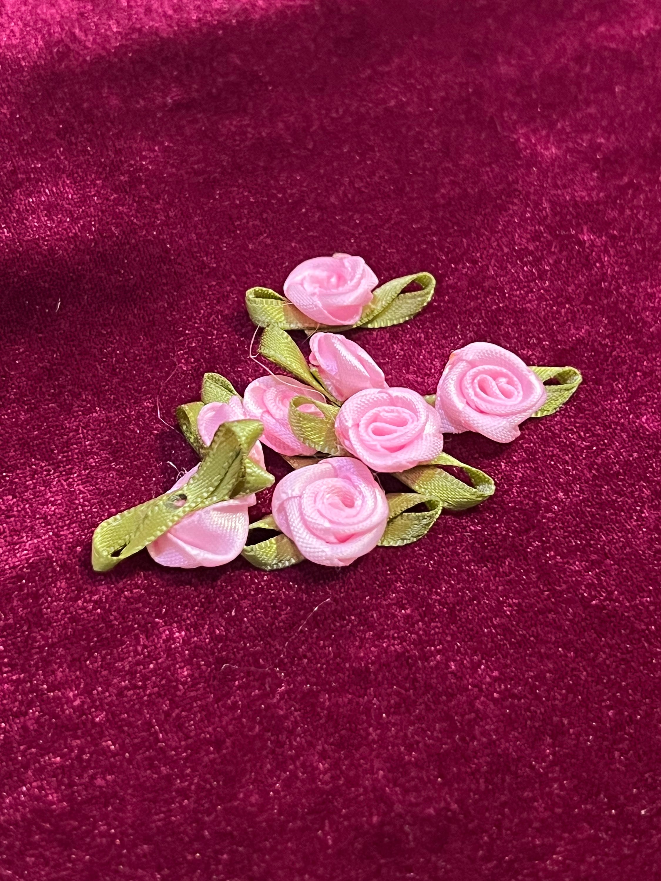 Satin Ribbon Roses, Sew on Flowers, Pink Roses, Blue Roses, White ...