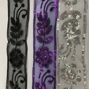 Sequins on mesh base 55mm wide, sequin tape, sequin trim, sequin mesh
