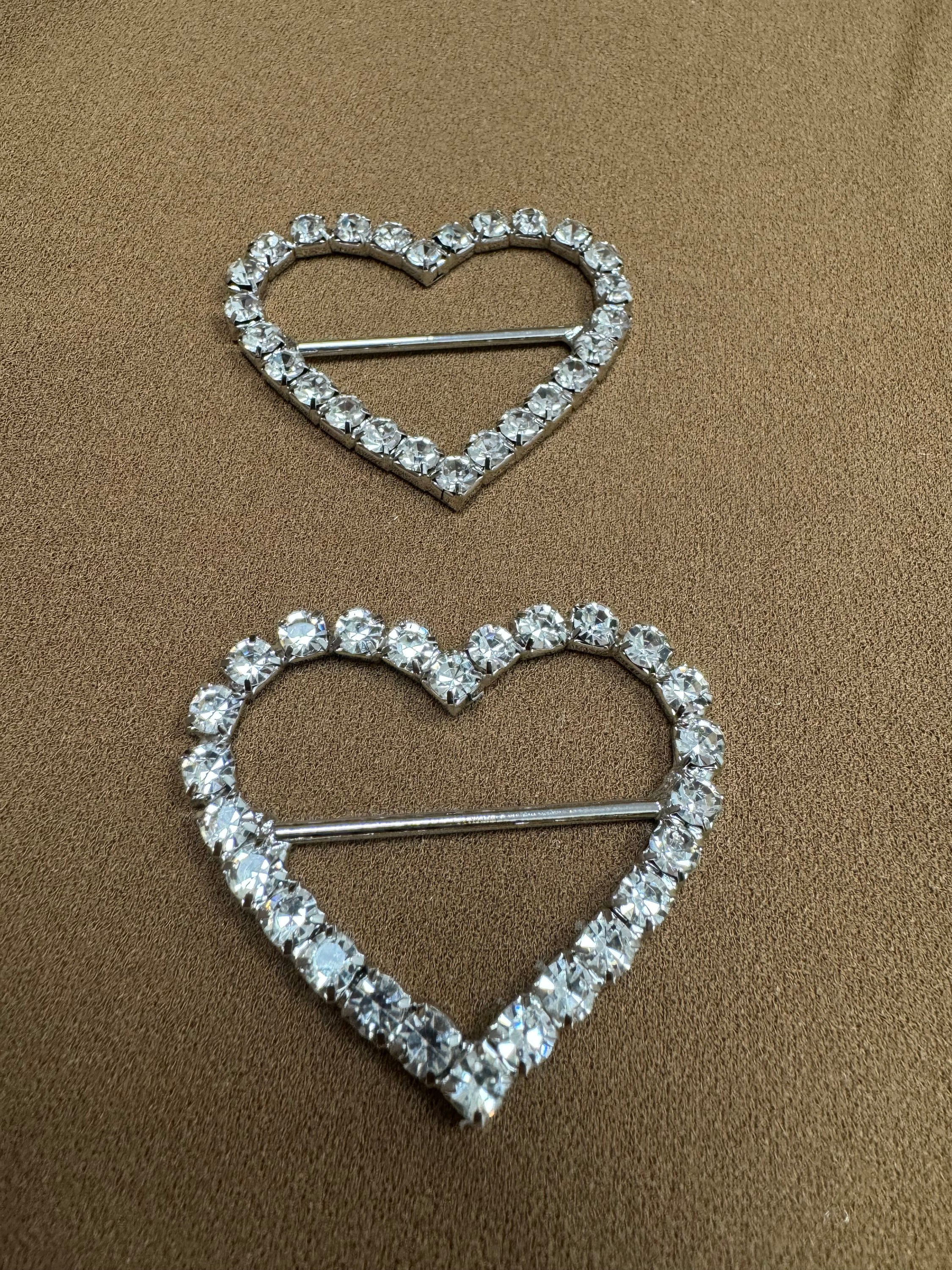 Rhinestone Heart Buckle 10 pack Heart Rhinestone Chair Sash Buckle Silver main image 4