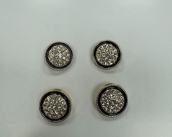 beaux boutons en strass, boutons en strass, boutons noirs et dorés, boutons 32L 21 mm