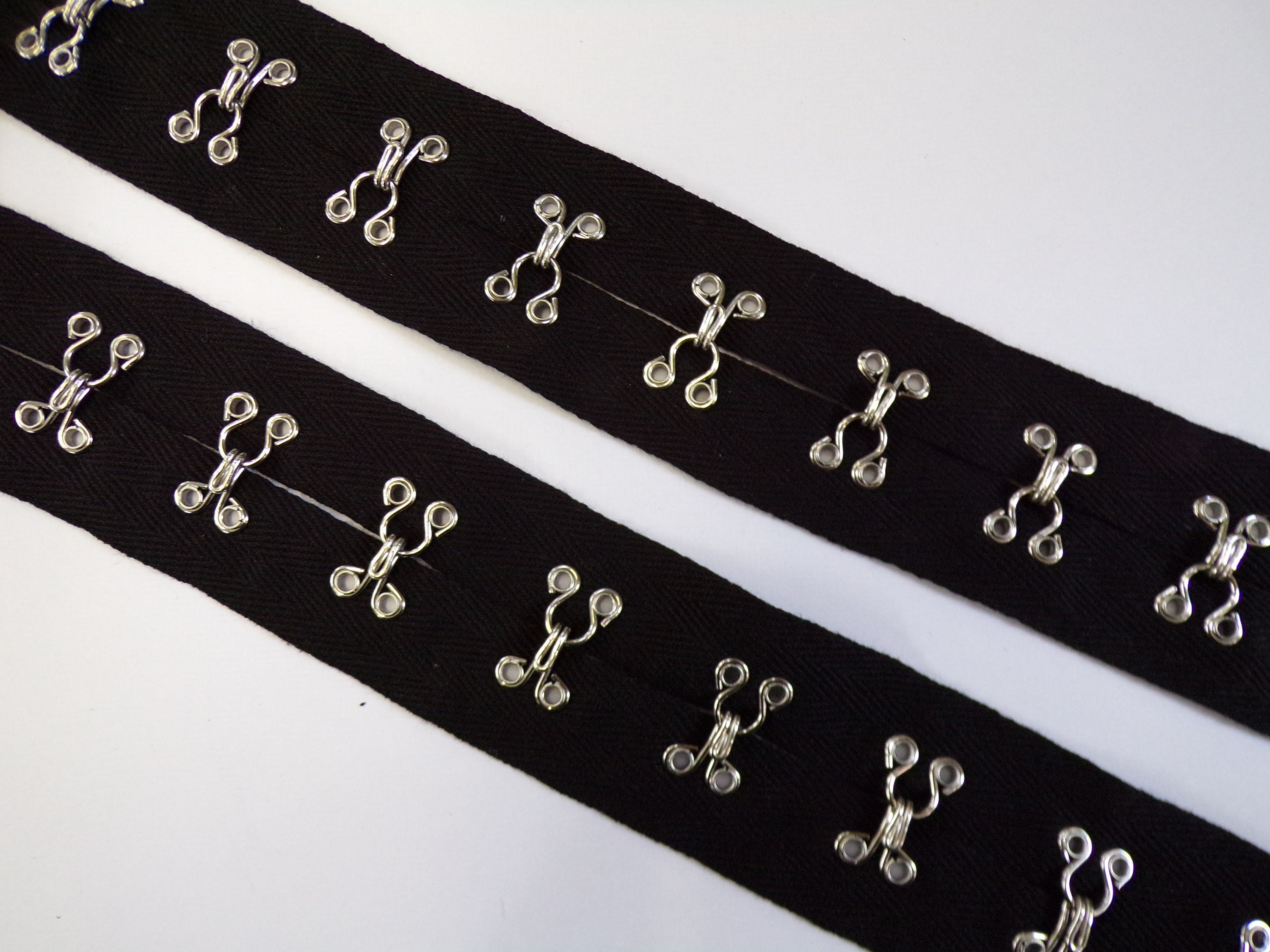 20mm, Hook and Eye Tape Cotton Twill, Black or Ivory, Chunky Hook and Eye  Tape, Corset Tape, Lingerie Tape, Quality Approved. Hooks and Eyes 