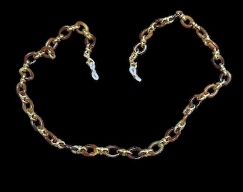 beautiful glasses chains, torteshell glasses chain, spectacle chain, brown and gold chain, necklace