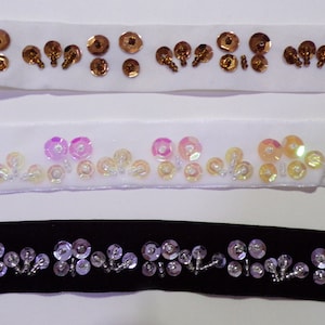 Beaded Sequins Velvet Trim, Sequins tape, Velvet Trim, Embroidered Border, Decor, Sewing, Velvet