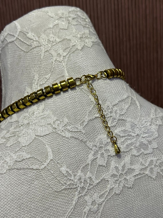 Collier Vintage En Métal Doré Et Composite - Multicolore - Sans Pendentif - Occasion