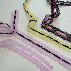 Bordure élégante en dentelle guipure, ruban de dentelle, robe artisanale, dentelle avec fente pour ruban, dentelle coquette, dentelle y2k, dentelle, dentelle ruban