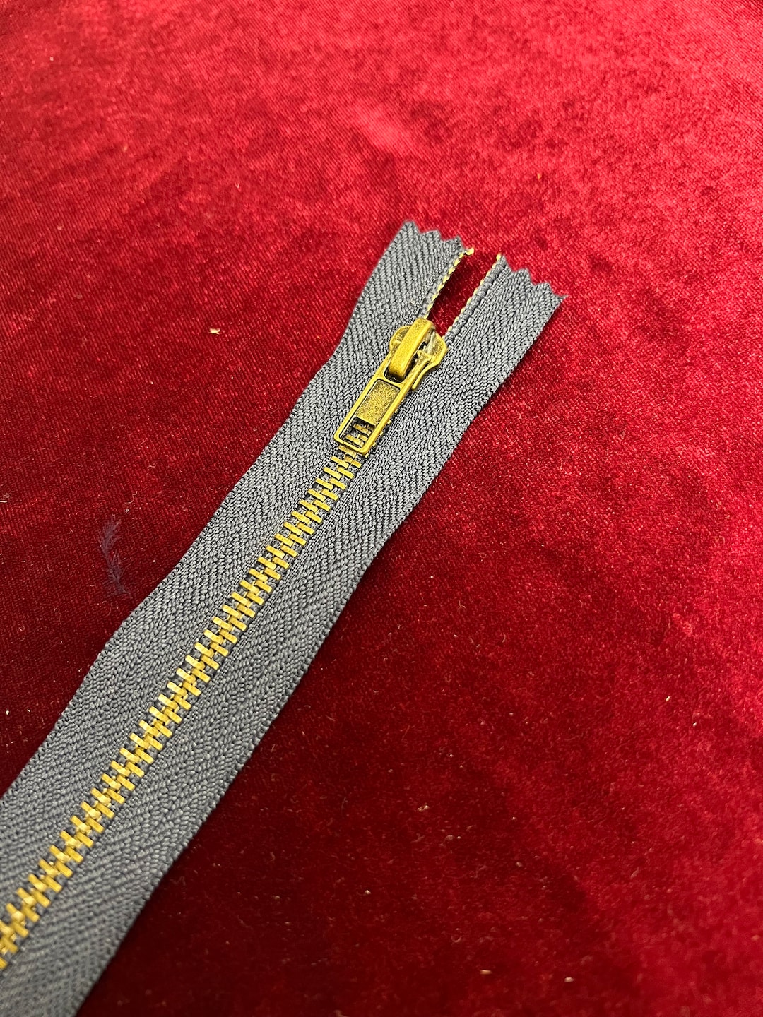 Navy Closed Ended Zip Metal Gold Teeth, Zip, Gold Zip, Closed End Zip