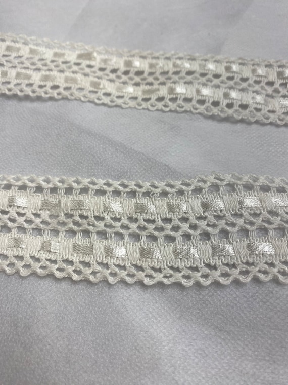 Cotton Lace Trim, White Ribbon Slot Lace, 4cm, Lace, Ribbon Lace, Crochet  Lace 