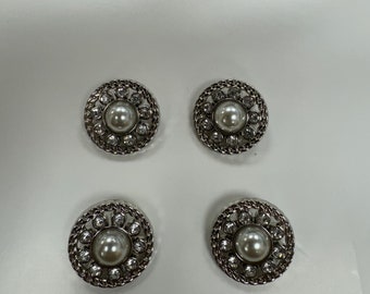 beautiful buttons, diamanté pearl buttons, silver buttons, coat buttons, jacket buttons, 40L buttons