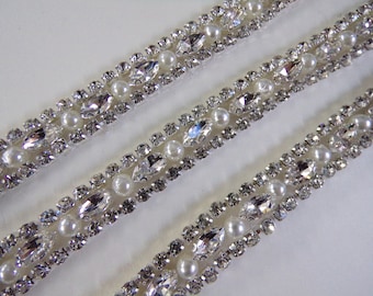 Garniture de perles de perles strass, fer sur le ruban de strass pour la mariée, ceinture de mariage strass, ceinture, chapeau, sac, travaux manuels, fer sur strass, strass,