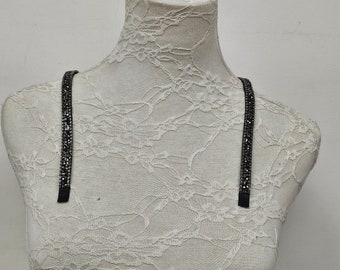 Diamanté bra straps, black bra straps, diamante black and clear mix bra straps, sew in bra straps, fashion straps