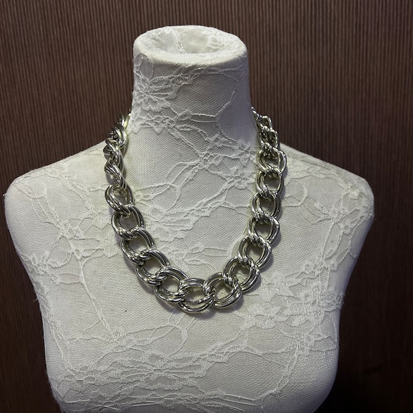 Silver / Gold Chunky Double Chain Necklace, Chain Choker, Chain Necklace, Metal Necklace, Metal Chain, Y2K Fashion, Unisex Necklace,