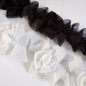 50mm breites zartes Rosenband, Blumenband, Blumenband für Dekoration, Kleidungsstücke, Nähen, Handwerk, Rüschen, Rosenbesatz, elastische Rüschen hinten