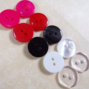 Shirt buttons, 20L 11.5mm Black White Clear Red Pink Colours