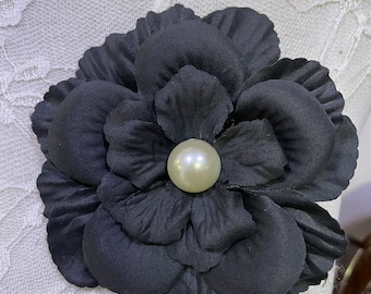 Black Pearl corsage, black corsage, corsage, vintage corsage, corsage brooch