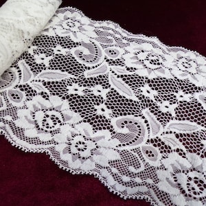 Elegant FLORAL Stretch Lace Trim 15cm wide, stretch lace,