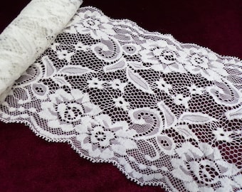 Elegant FLORAL Stretch Lace Trim 15cm wide, stretch lace,