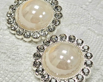 34L 21 mm Boutons en nacre argentée et strass, boutons en argent, bouton en nacre, bouton en strass, bouton en métal