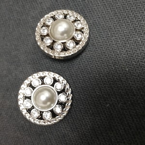 Hermosos botones, botones de perlas con diamantes de imitación, botones de plata u oro, botones para abrigos, botones para chaquetas, botones 40L imagen 1