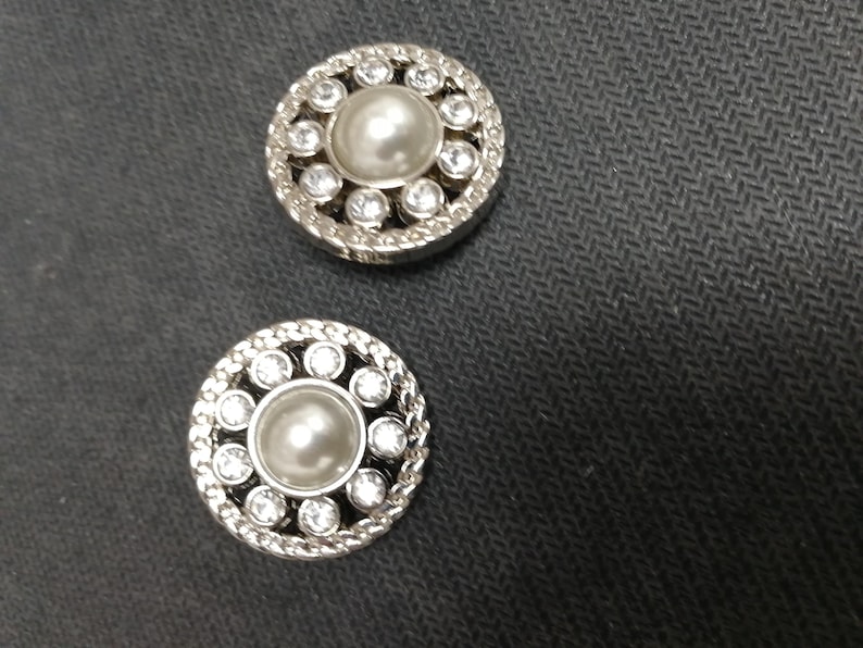 Hermosos botones, botones de perlas con diamantes de imitación, botones de plata u oro, botones para abrigos, botones para chaquetas, botones 40L imagen 1