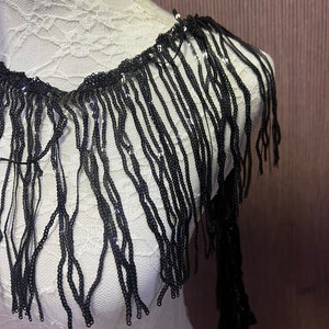 Black Sequin fringe, Sequin tassel, Sequin, fringe, Black Sequin fringe, fringe, rhinestone tassel, fringe, festival fringe, sequin fringe