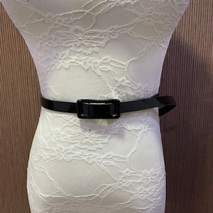 Slider belt, skater belt, shiny belt, patent belt, skirt belt, dress belt, black belt