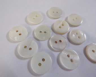 12mm,Mother of Pearl Buttons, White Shell Sewing Buttons, 2-hole buttons, blouse, dress, knitwear buttons, white shell buttons, shell button