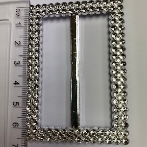 5pcs ABS Silver 50mm bar diamond cut buckle slide