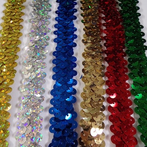1mtr, 1.8cm wide Sequin Elastic, Sequin Stretch Trim, Sequin band, Stretch sequin Sewing, Craft sequin