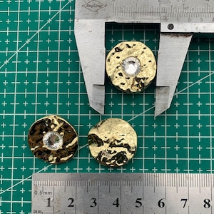 detailed gold button, diamonte button, metal button