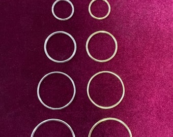 5 sizes - Solid Metal Hoop Rings - Silver and Gold, metal rings, metal hoops, solid rings, napkin rings, swimwear rings, rings, metal buckle