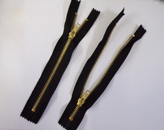 4”-23", Black Closed Ended Zip Metal Teeth, Zip, Gold Zip, Closed End zip, Dress zip, Long zip