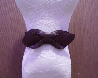 Brown Elastic Belt, Wide Elasticated Stretch Belt, Brown Belt, elastic belt, stretch belt, leaf design belt, bow belt