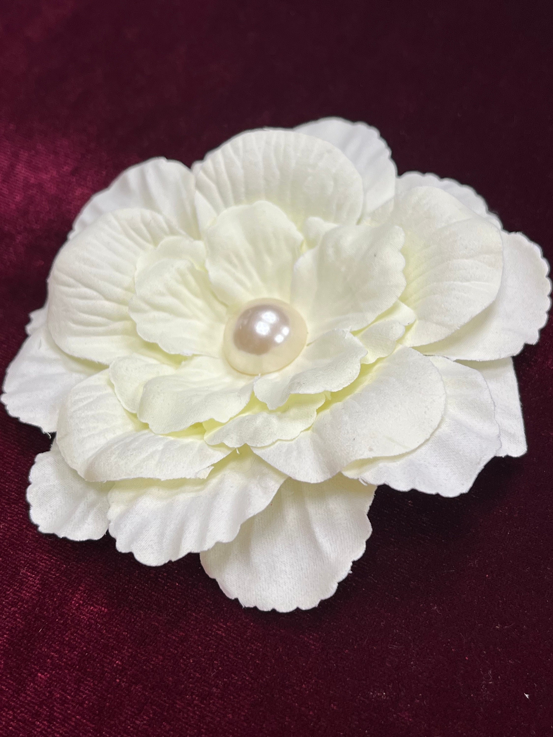 Asudaro Broche Plume Mariée Vintage 15cmx10cm - Élégante Broche En Tissu Pour Coiffure, Robe Ou Chapeau - Accessoire Mariage Femme