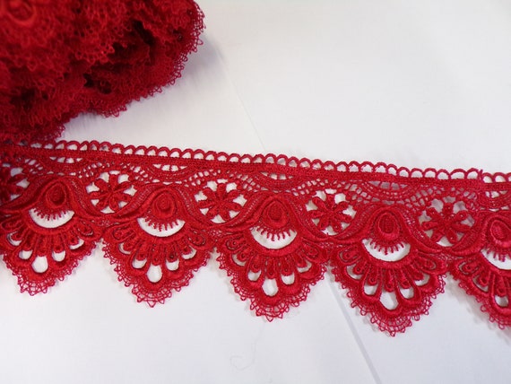 Red Guipure Lace Trim, 9cm Embroidery Lace Trim, Sewing Ribbon